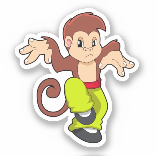 aap in de vechtsport Kungfu Sticker (Voorkant)