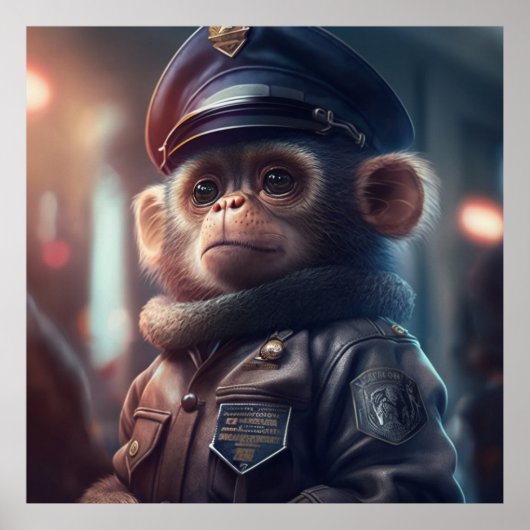 aap in een Cop Uniform #2 Art Poster (Voorkant)
