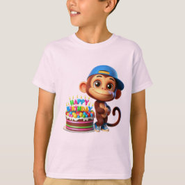 Aap in een honkbalpet met een taart, Gelukkig Verj T-shirt