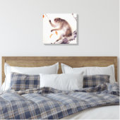aap in een Persimmon-boom Canvas Afdruk (Insitu (Slaapkamer))