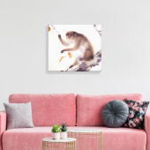 aap in een Persimmon-boom Canvas Afdruk (Insitu (Woonkamer))