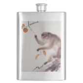 aap in een Persimmon-boom Heupfles (Voorkant)