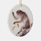 aap in een Persimmon-boom Keramisch Ornament (Rechts)
