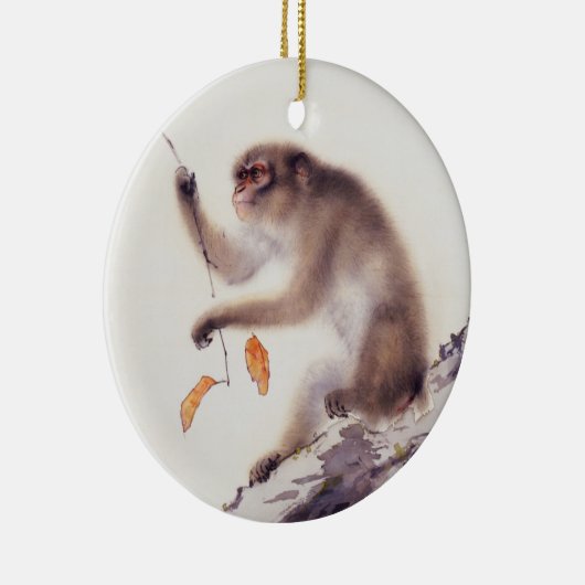 aap in een Persimmon-boom Keramisch Ornament (Rechts)
