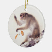 aap in een Persimmon-boom Keramisch Ornament (Links)