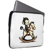 Aap in elke kleur op een schommelpaard laptop sleeve (Voorkant Rechts)