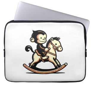 Aap in elke kleur op een schommelpaard laptop sleeve