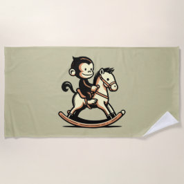 Aap in elke kleur op een schommelpaard strandlaken