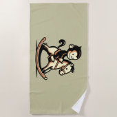 Aap in elke kleur op een schommelpaard strandlaken (Voorkant)