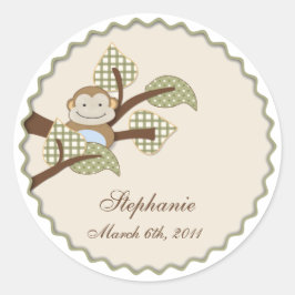 Aap in geruite bladeren Sticker