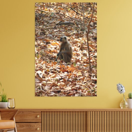 aap in het droge seizoen canvas afdruk (Insitu (Woonkamer))