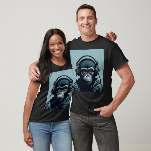 aap in hoofdtelefoon t-shirt (Unisex)