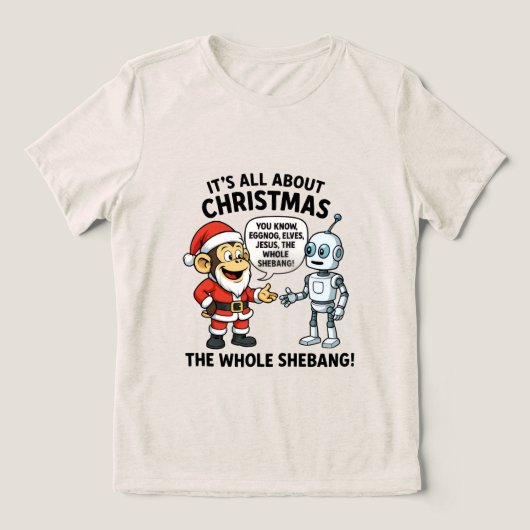 Aap in kerstman outfit grappige T-shirt (Design voorkant)