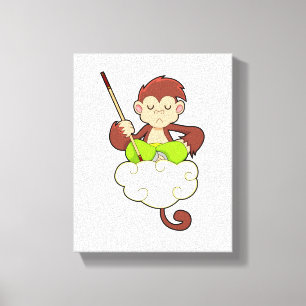 aap in kruislegge op wolken canvas afdruk