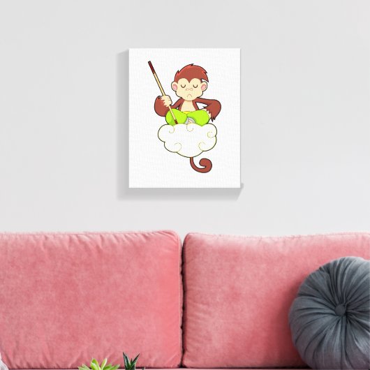 aap in kruislegge op wolken canvas afdruk (Insitu (Woonkamer))