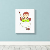 aap in kruislegge op wolken canvas afdruk (Insitu (Houten vloer))