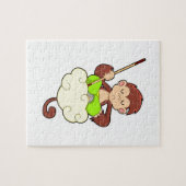 aap in kruislegge op wolken legpuzzel (Horizontaal)