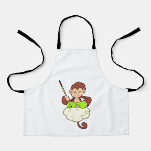 aap in kruislegge op wolken schort