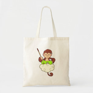aap in kruislegge op wolken tote bag