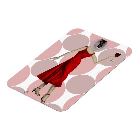 aap in rode dress met wijn magneet (Linkerzijde)