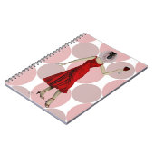 aap in rode dress met wijn notitieboek (Linkerzijde)