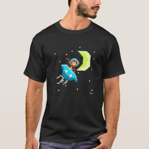 Aap In Ruimte Retro Style Boys Mannen Pixe T-shirt