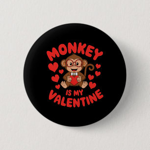 Aap is mijn Valentijn Schattige Valentijnsdag Aap Ronde Button 5,7 Cm