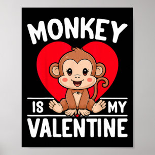 Aap is mijn Valentijnshart Cute Monkey Valentijnsd Poster