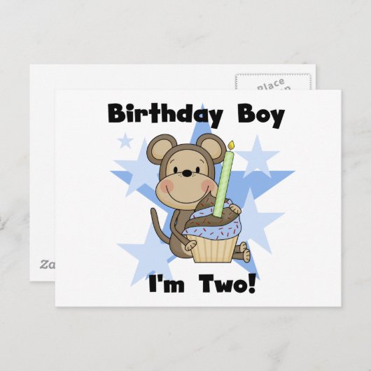 Aap Jongen 2e Verjaardag Tshirts en geschenken Briefkaart (Voorkant / Achterkant)