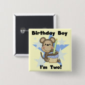 Aap Jongen 2e Verjaardag Tshirts en geschenken Vierkante Button 5,1 Cm (Voorkant /achterkant)
