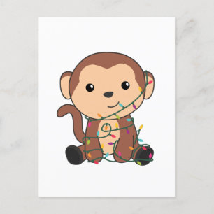 Aap Kerst Sneeuw Winter Dieren Apen Feestdagenkaart