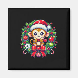 Aap Kerstman Hoed Kerstmis Magneet