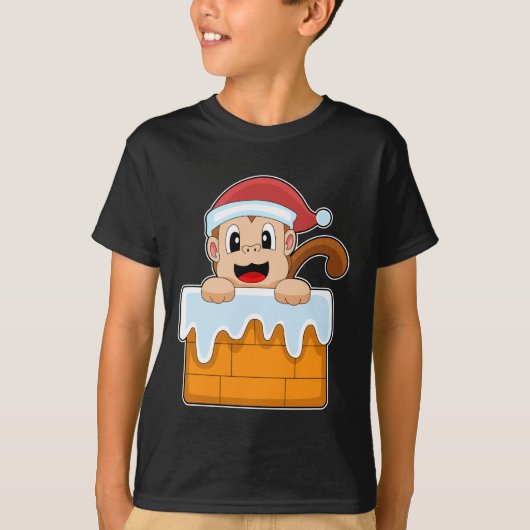 Aap Kerstmis Kerstman hoed T-shirt (Voorkant)