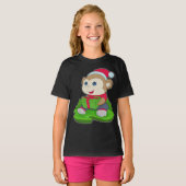 Aap Kerstmis Kerstman hoed T-shirt (Voorkant volledig)