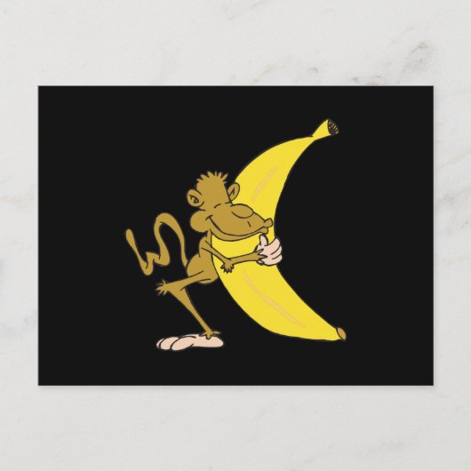 aap knuffelt banaan briefkaart (Voorkant)