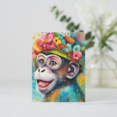 Aap lachend briefkaart (Staand voorkant)