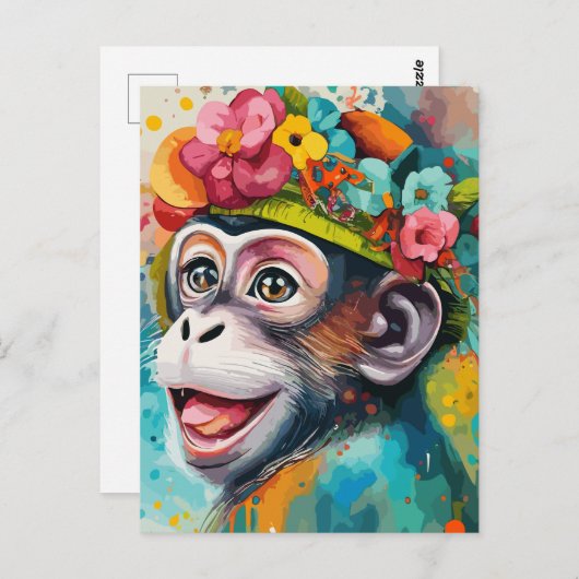 Aap lachend briefkaart (Voorkant / Achterkant)