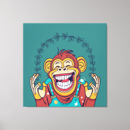 Aap lachend canvas afdruk