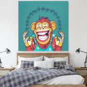 Aap lachend canvas afdruk (Insitu (Slaapkamer))