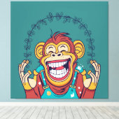 Aap lachend canvas afdruk (Insitu (Houten vloer))