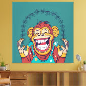 Aap lachend canvas afdruk (Insitu (Woonkamer))