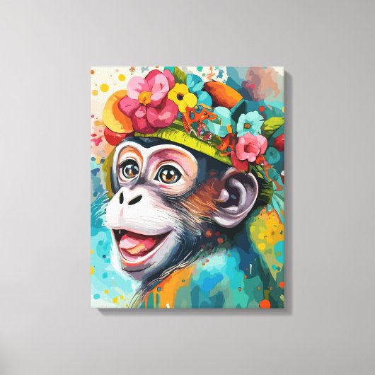 Aap lachend canvas afdruk (Voorkant)