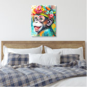 Aap lachend canvas afdruk (Insitu (Slaapkamer))