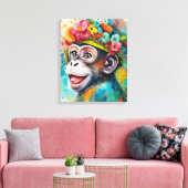 Aap lachend canvas afdruk (Insitu (Woonkamer))