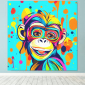 Aap lachend canvas afdruk (Insitu (Houten vloer))