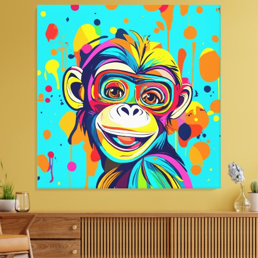 Aap lachend canvas afdruk (Insitu (Woonkamer))