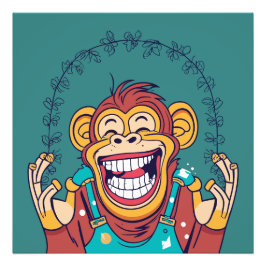 Aap lachend foto afdruk