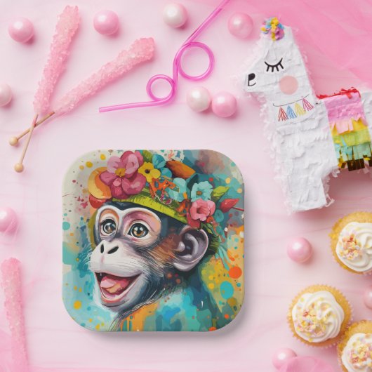 Aap lachend papieren bordje (Feest)