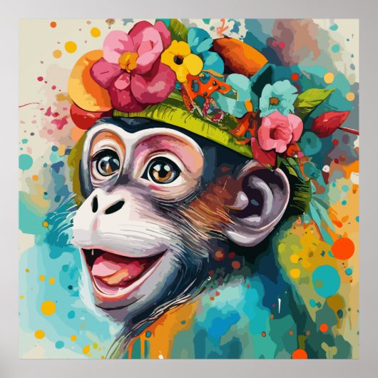 Aap lachend poster (Voorkant)