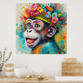 Aap lachend poster (Keuken)